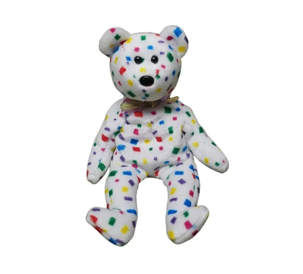 TY Beanie Baby Y2K Millennium Red White Blue Confetti Plush Stuffed Animal